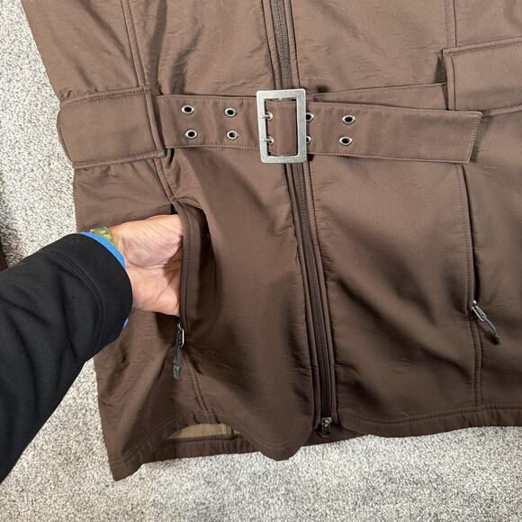 Nike ACG Jacket Womens Large Brown Softshell Hooded Belted Long Fleece Lined - Picture 3 of 16